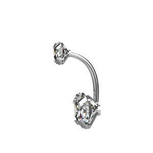 Silver belly ring with clear gemstones