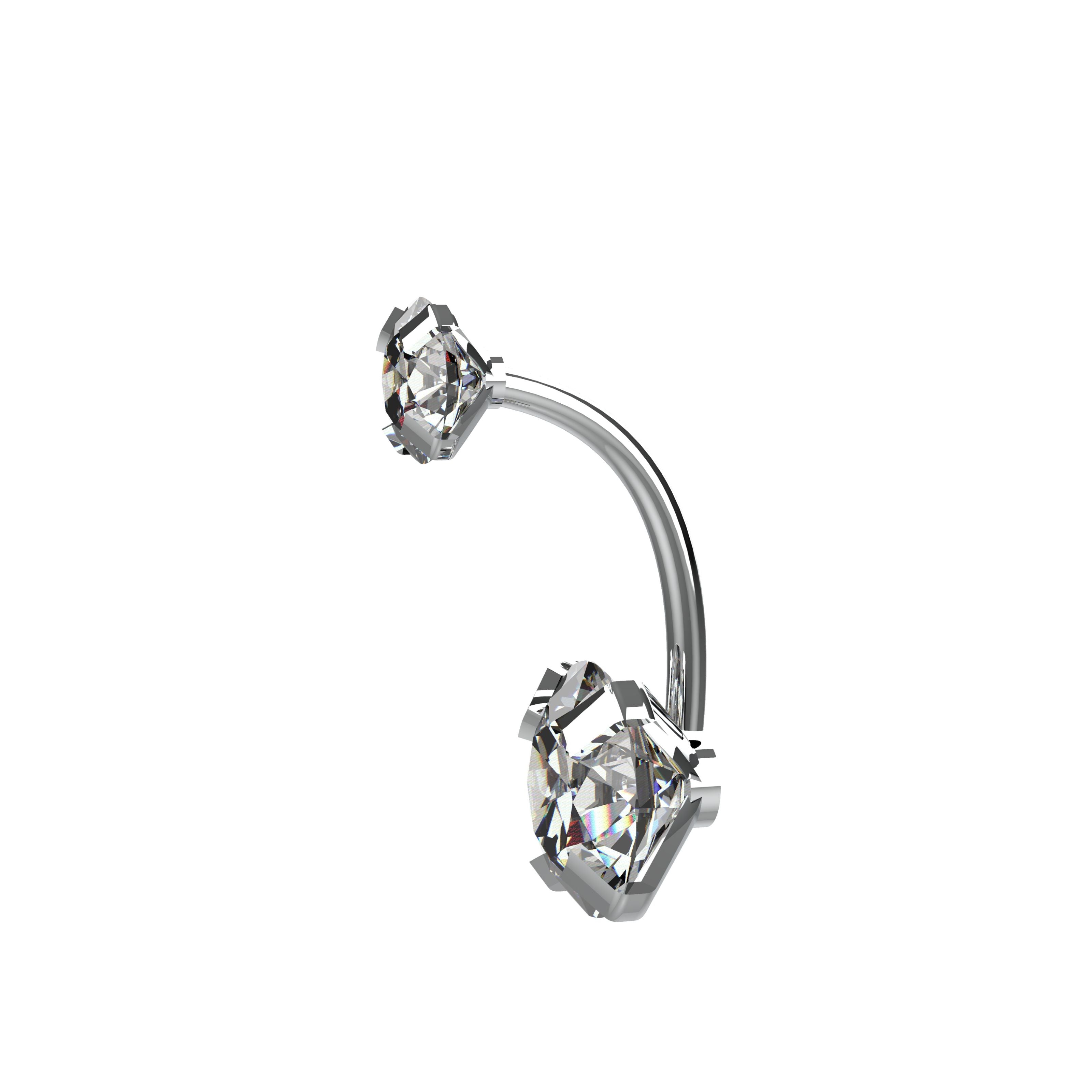 Silver belly ring with clear gemstones