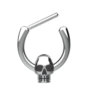 skull septum ring silver - tribal traditional indian nose jewellery