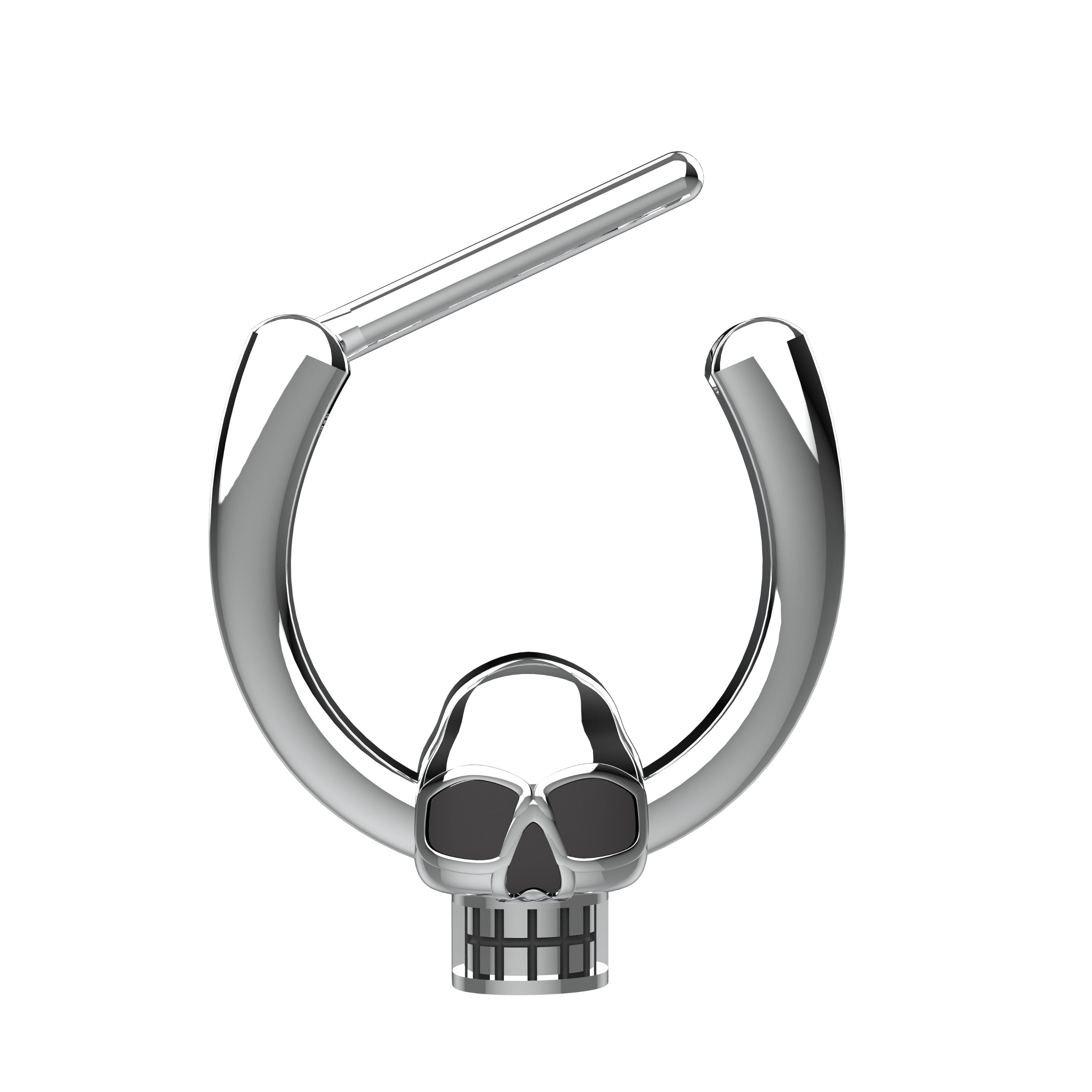 skull septum ring silver - tribal traditional indian nose jewellery