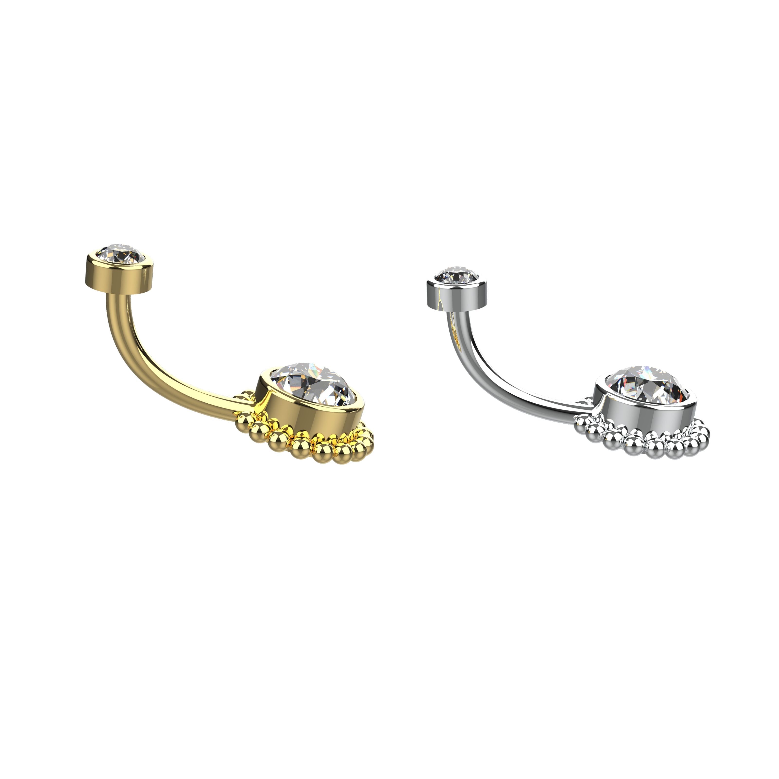 Gold and silver belly button rings with gemstones 