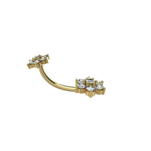 Gold belly ring with gemstones in flower shape