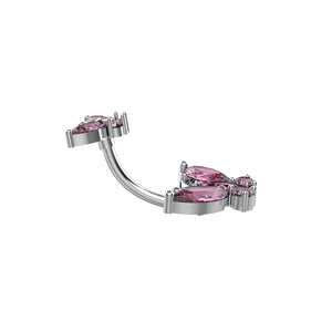 Silver butterfly with pink gemstones 