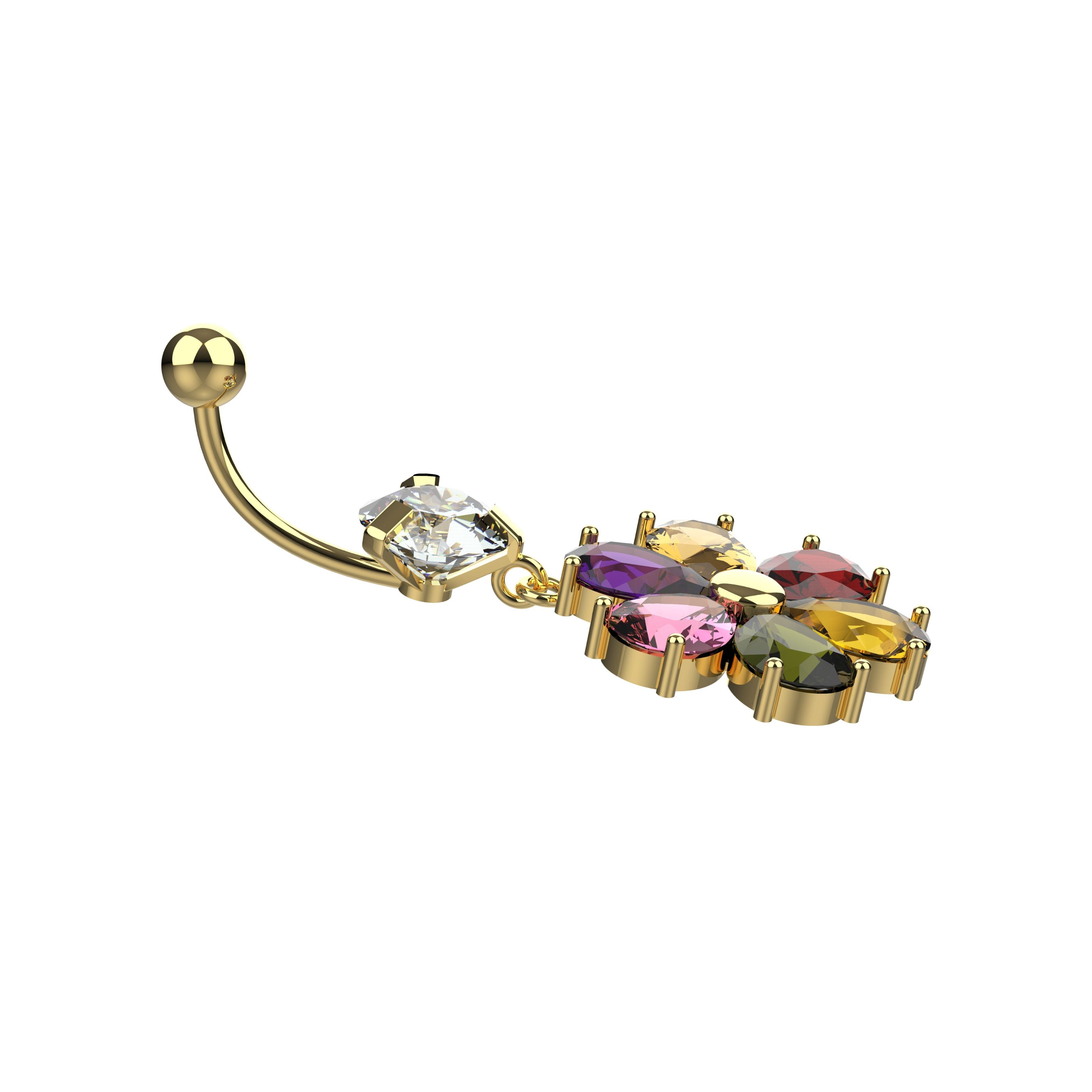 stone belly ring gold - navel piercing jewellery india