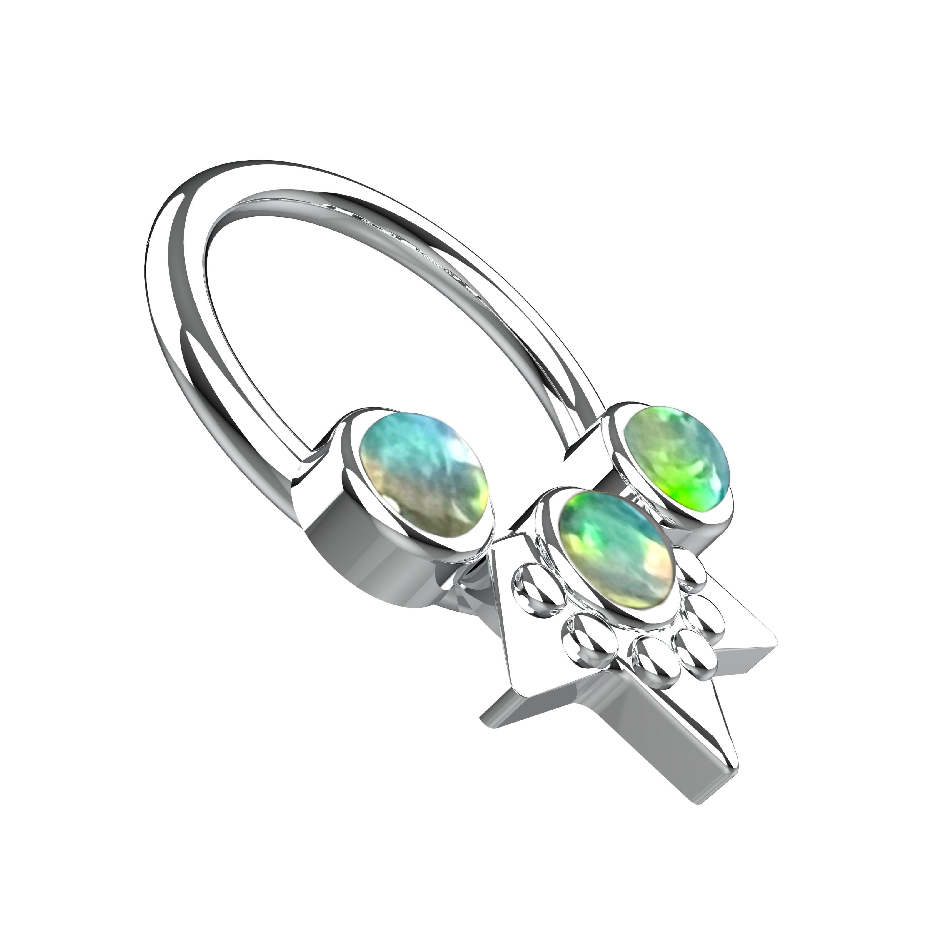 indian septum ring for women - opal tribal nose ring