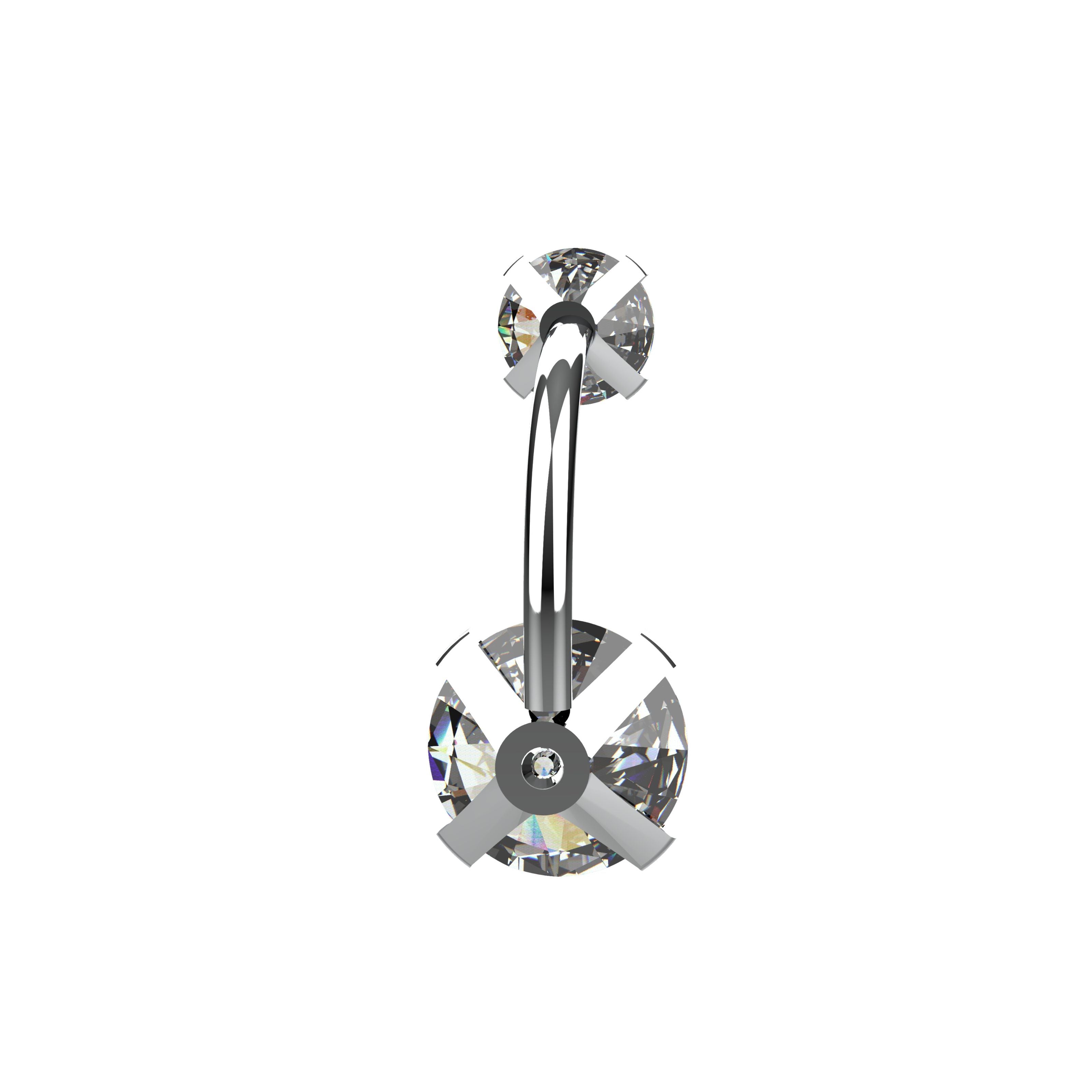 Belly piercing ring with clear gemstones 