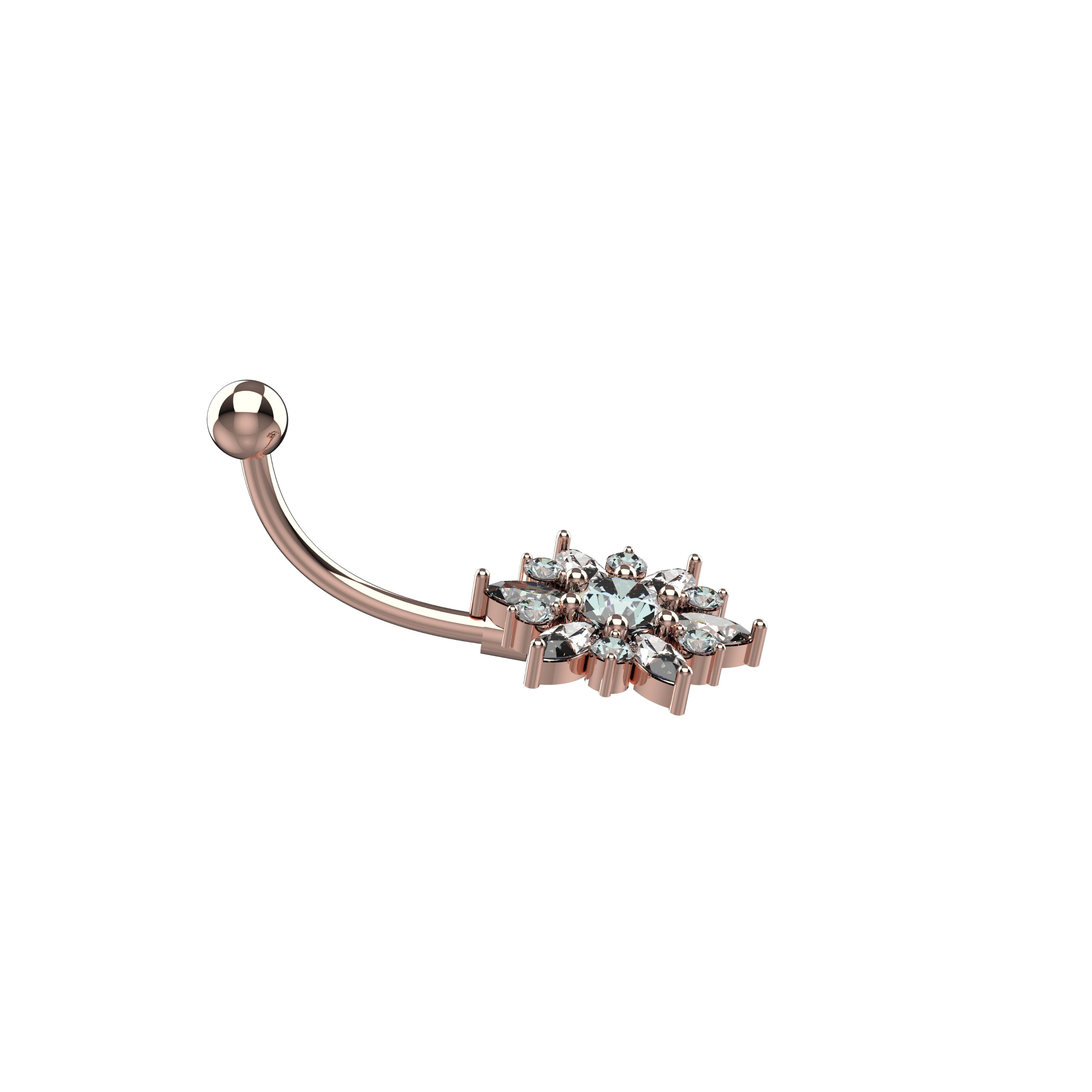 Rose gold belly ring with sunflower shaped