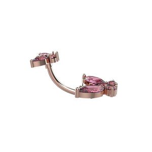 Rose gold navel ring with pink gemstones 