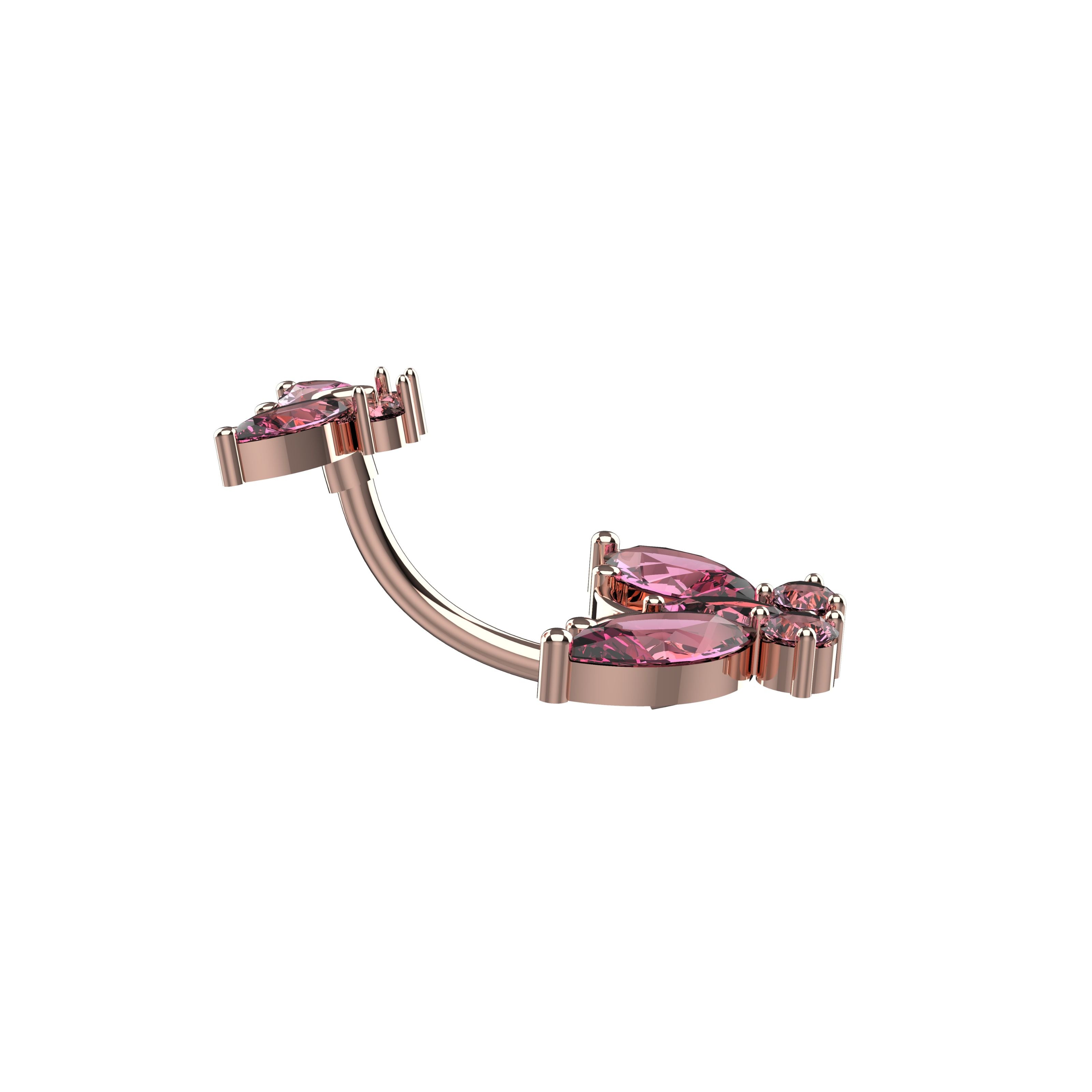 Rose gold navel ring with pink gemstones 
