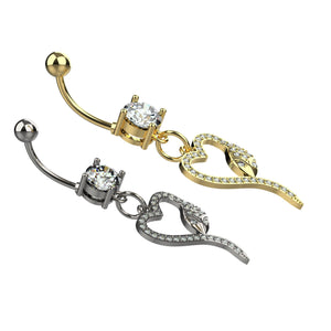 Dangling snack belly ring heart design - Stylish belly button ring for women India