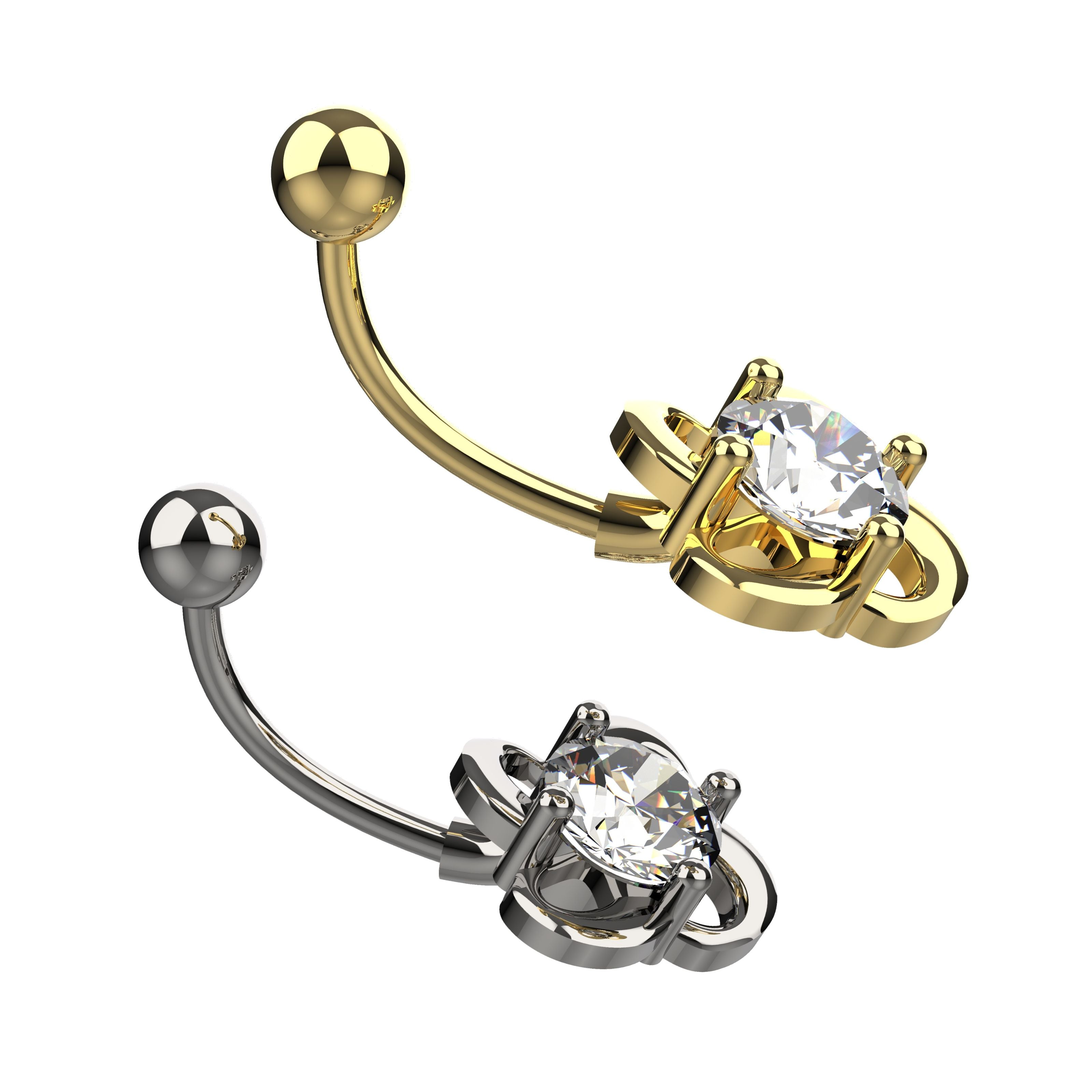 Gold Belly Button Ring - Navel Piercing Jewelry for Women