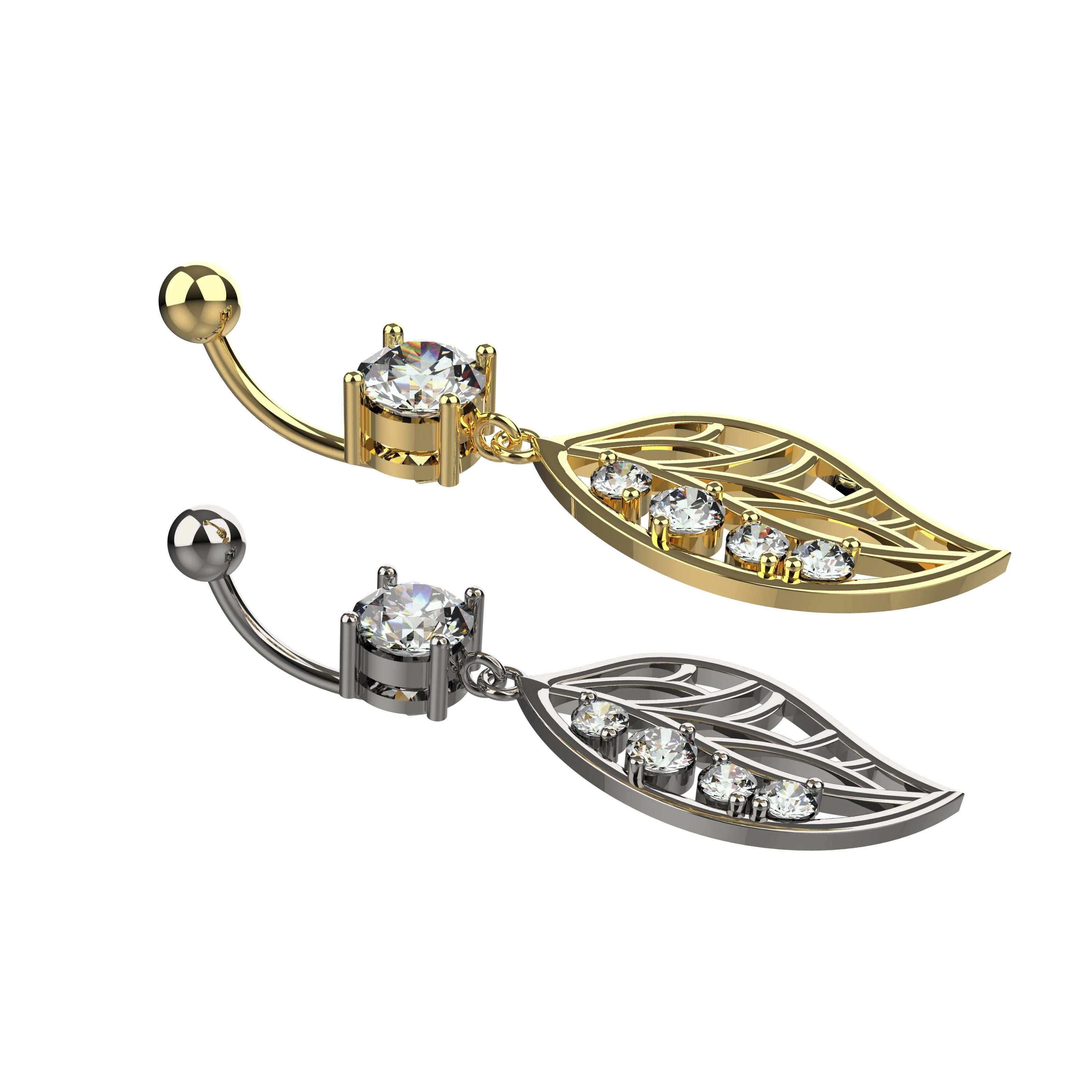 belly ring jewellery india - leaf belly button ring