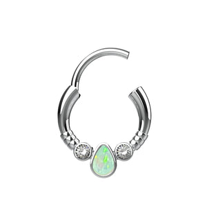 opal stone septum nose ring - traditional south indian nose piercing jewellery