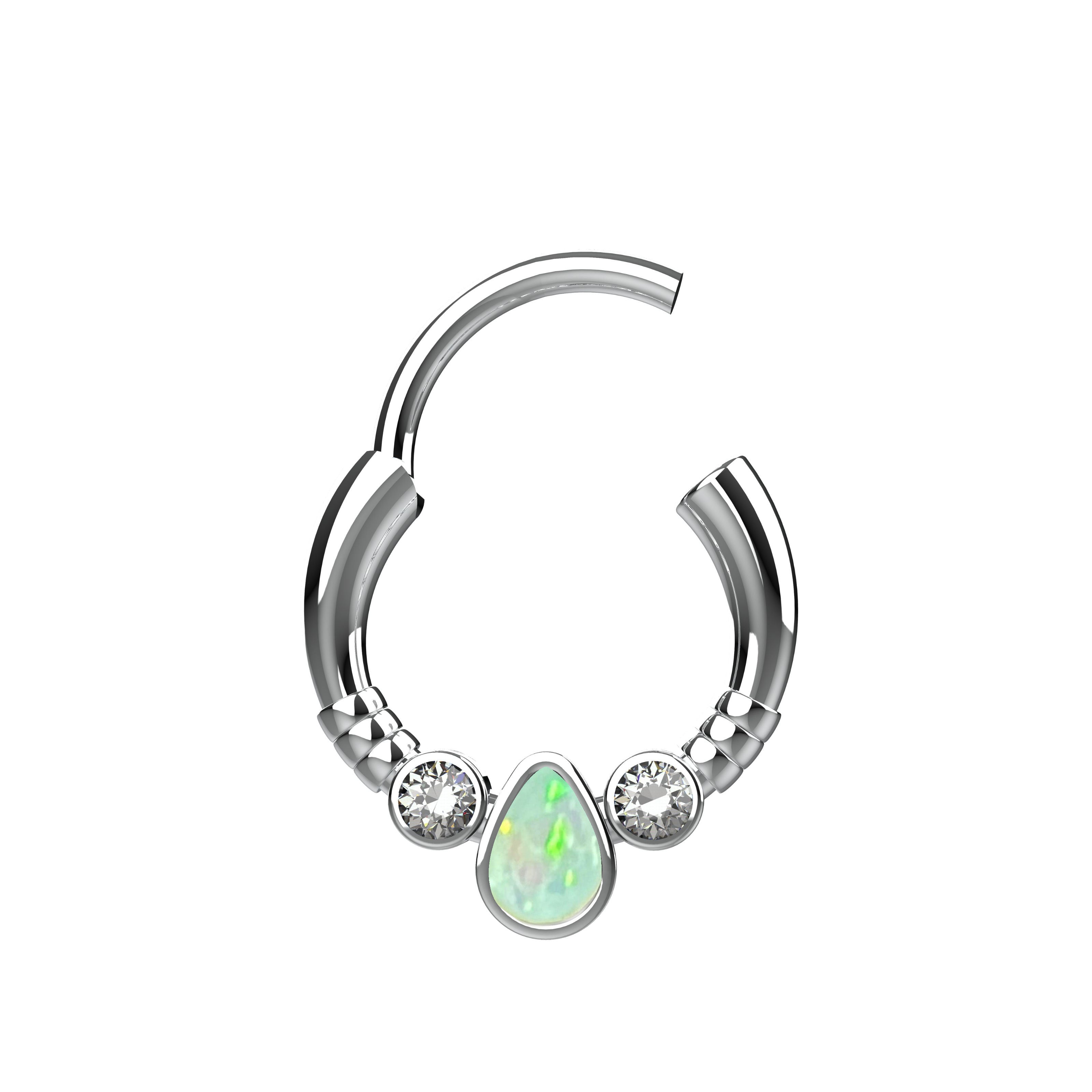 opal stone septum nose ring - traditional south indian nose piercing jewellery
