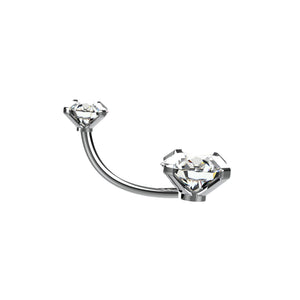 Silver belly piercing with clear gemstones 