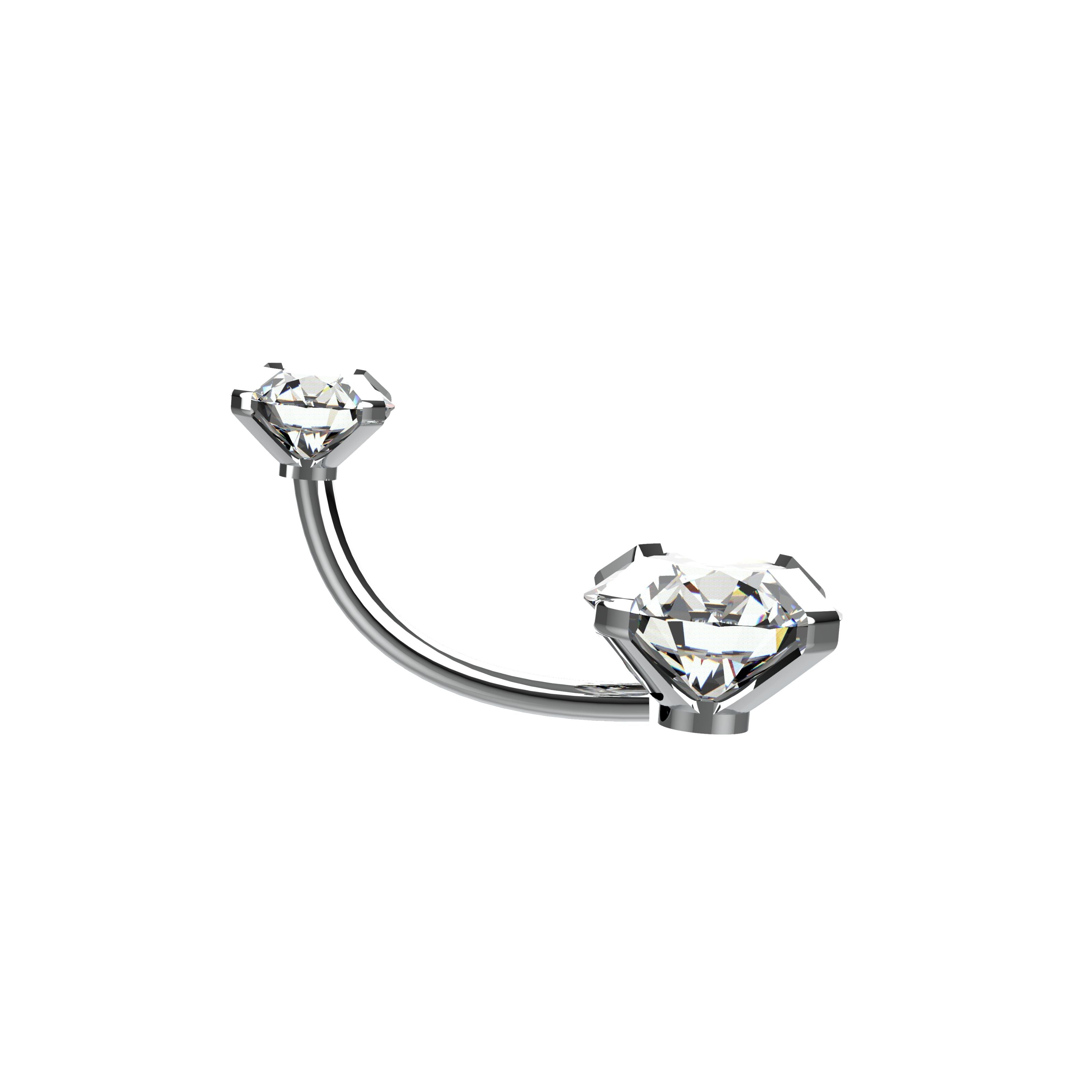 Silver belly piercing with clear gemstones 