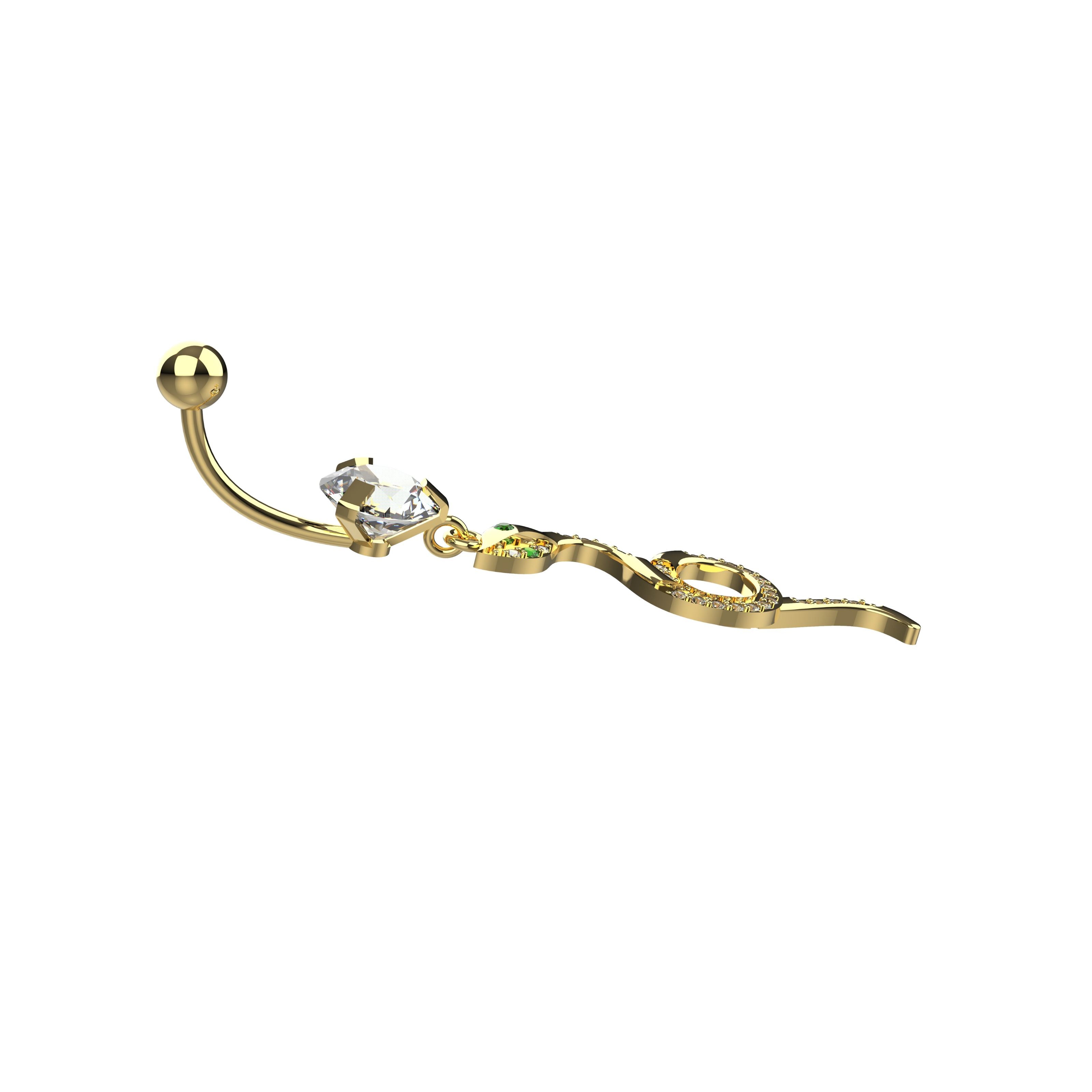 14g belly piercing ring snake design