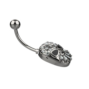 Skull-shaped belly button ring 