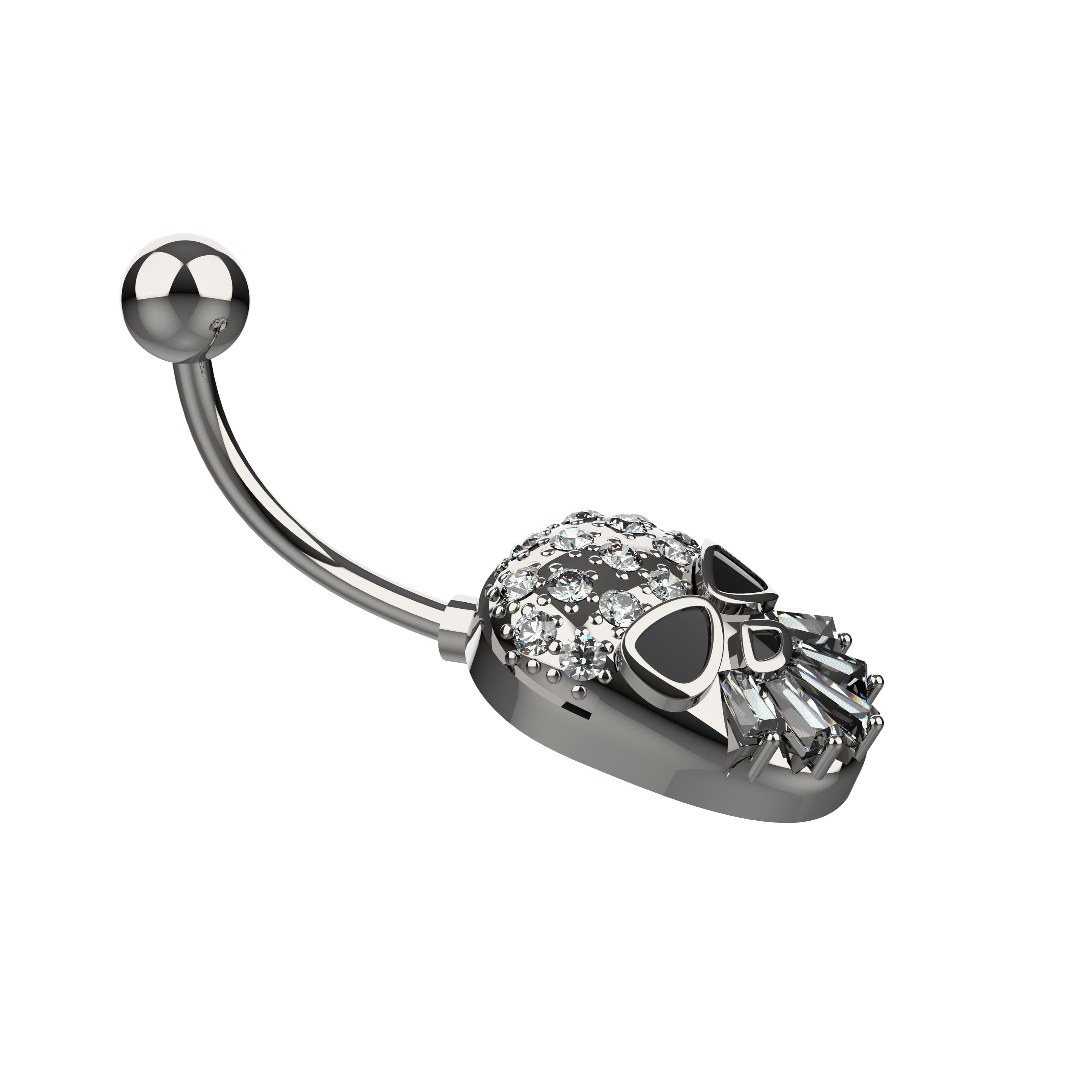 Skull-shaped belly button ring 