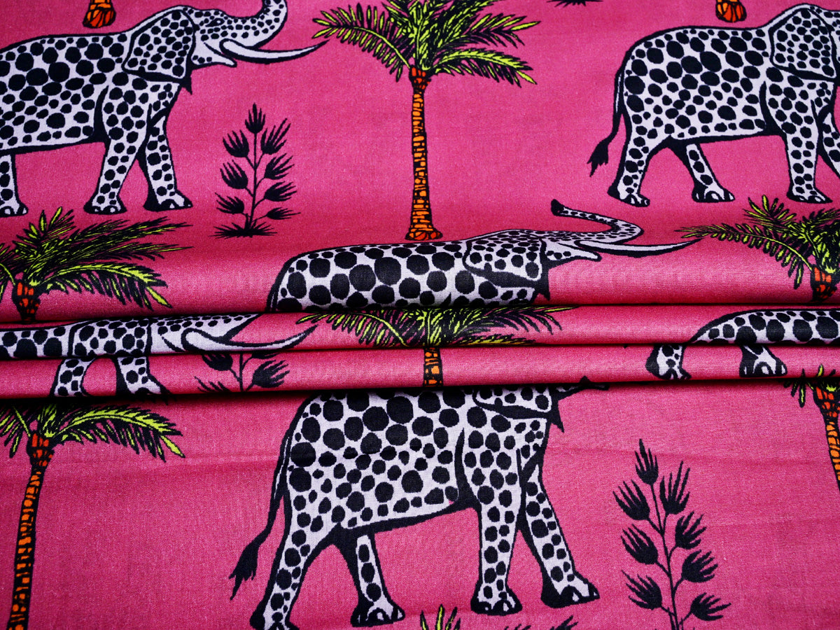 Digital Cotton in Pink - Elephant Style Decor Fabric