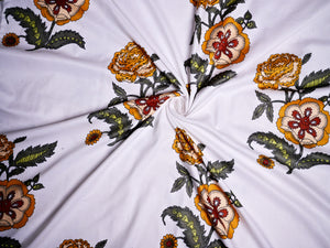 Cotton fabric with yellow roses