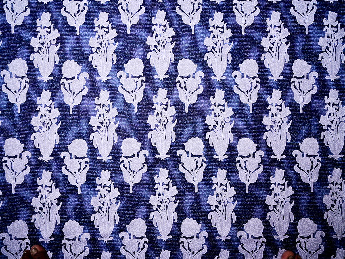 Floral grey buti print fabric