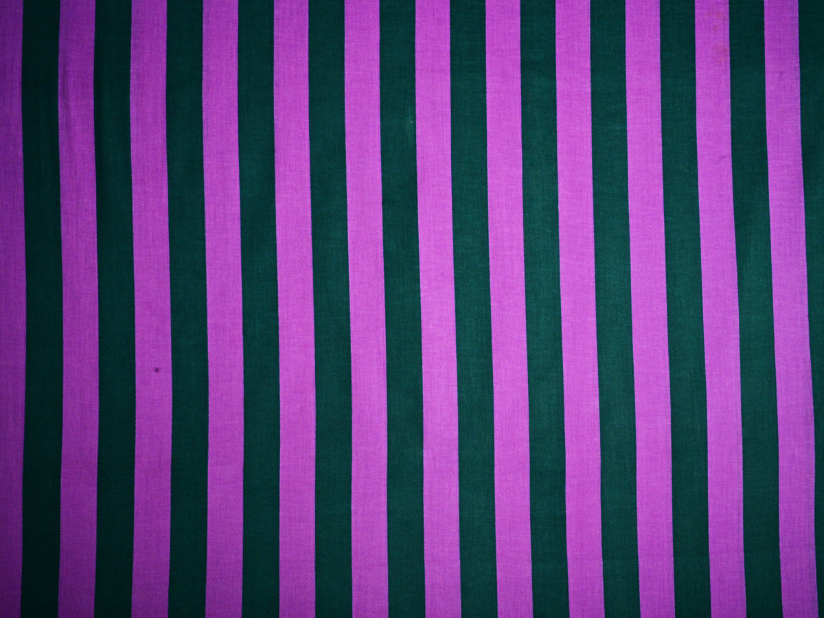 Digital Fabric - Cotton Bottle Green & Lilac Stripe