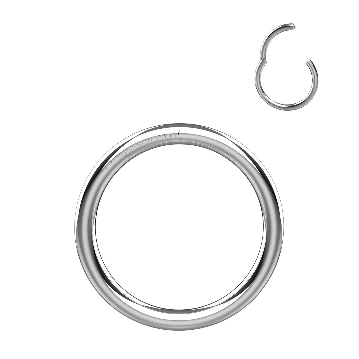 Silver-finish 8mm hoop nose ring in 316L stainless steel