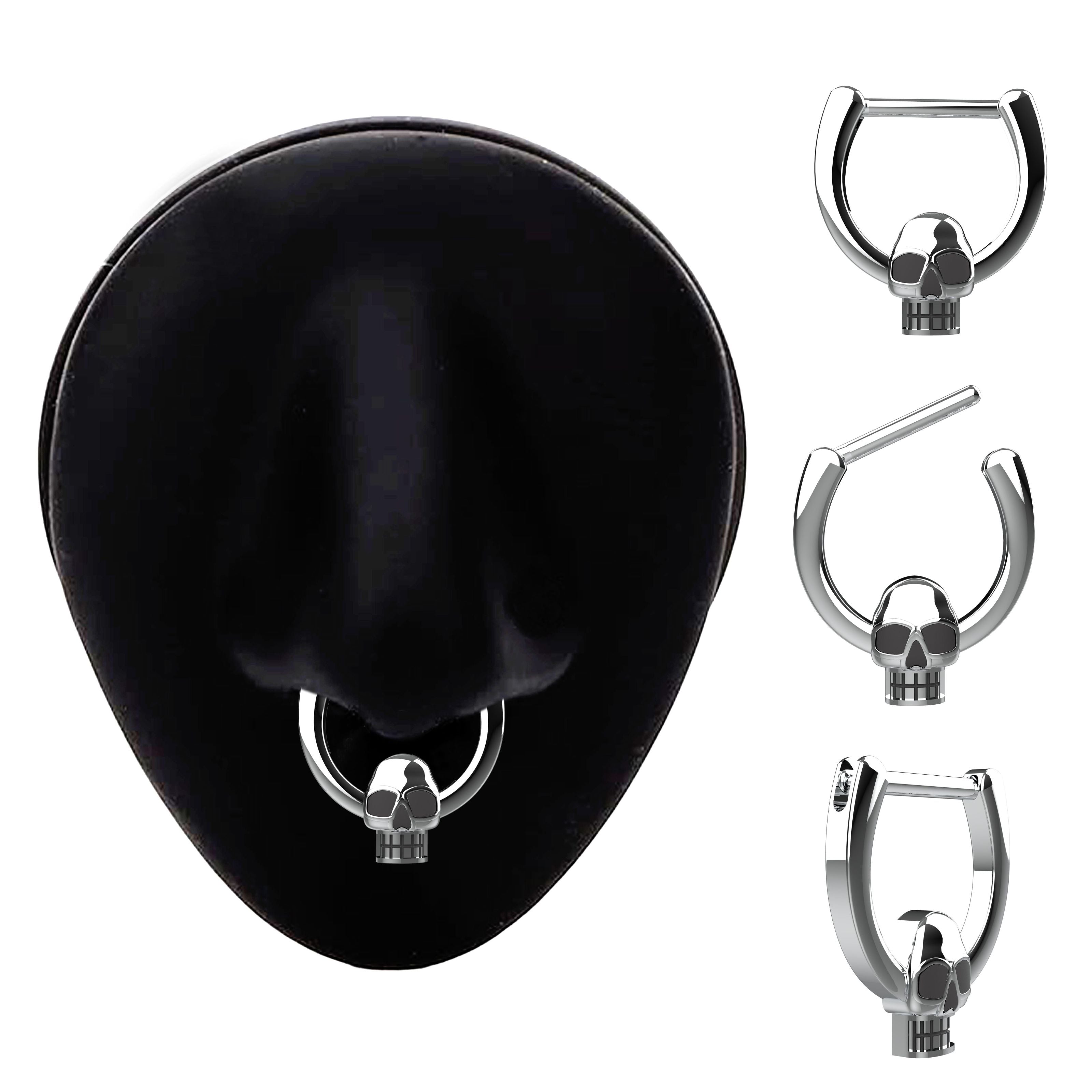 skull septum ring india - tribal traditional nose jewellery