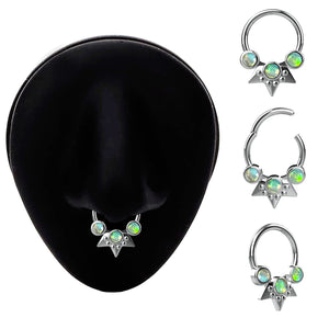 opal septum hoop - tribal opal nose ring