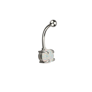 Silver Belly button ring with two clear gemstones 