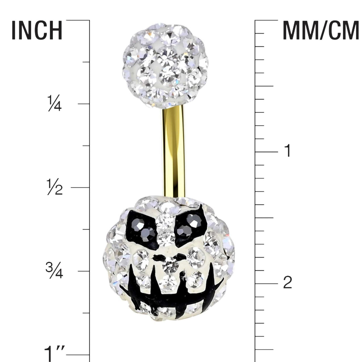 Belly Rings - Crystal Bar Scary Navel Piercing Studs - IndoLibas