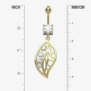 leaf design belly ring - indian belly button ring