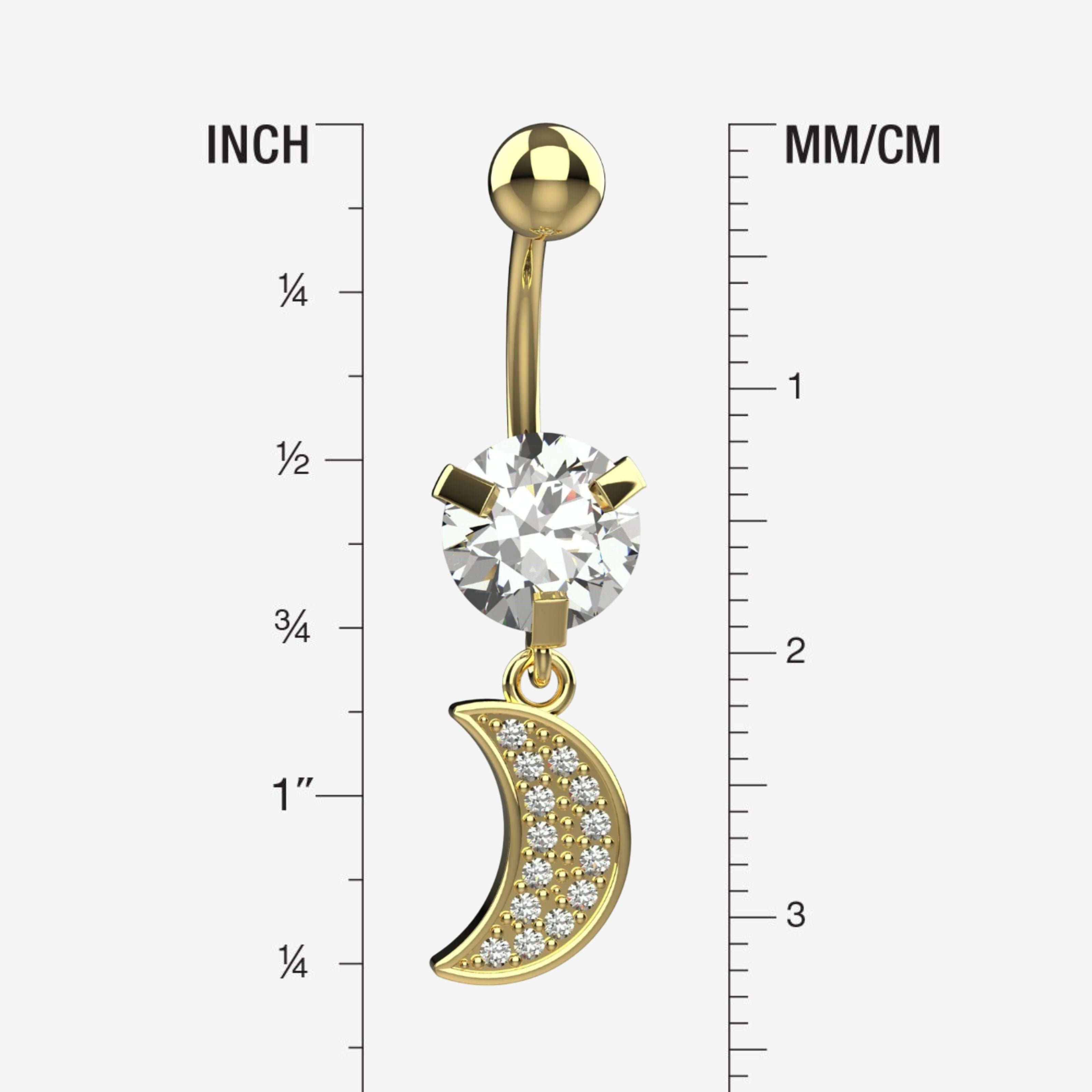 Silver Belly Button Ring Piercing - Size Guide