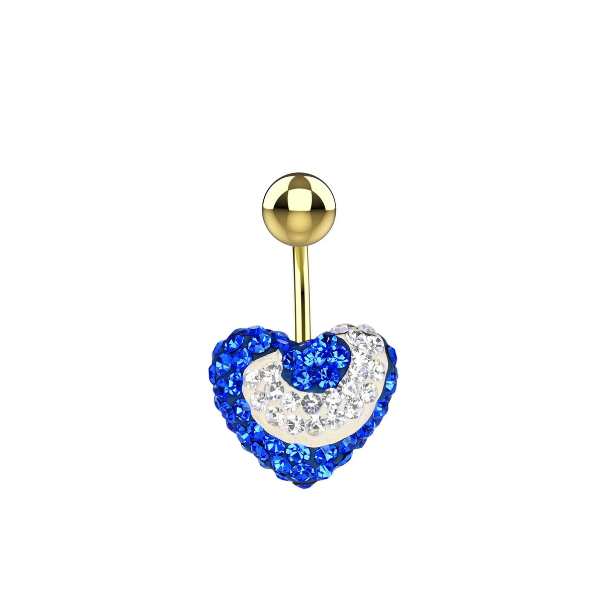 Blue CZ Stones Crystal Heart Navel Piercing Rings - IndoLibas