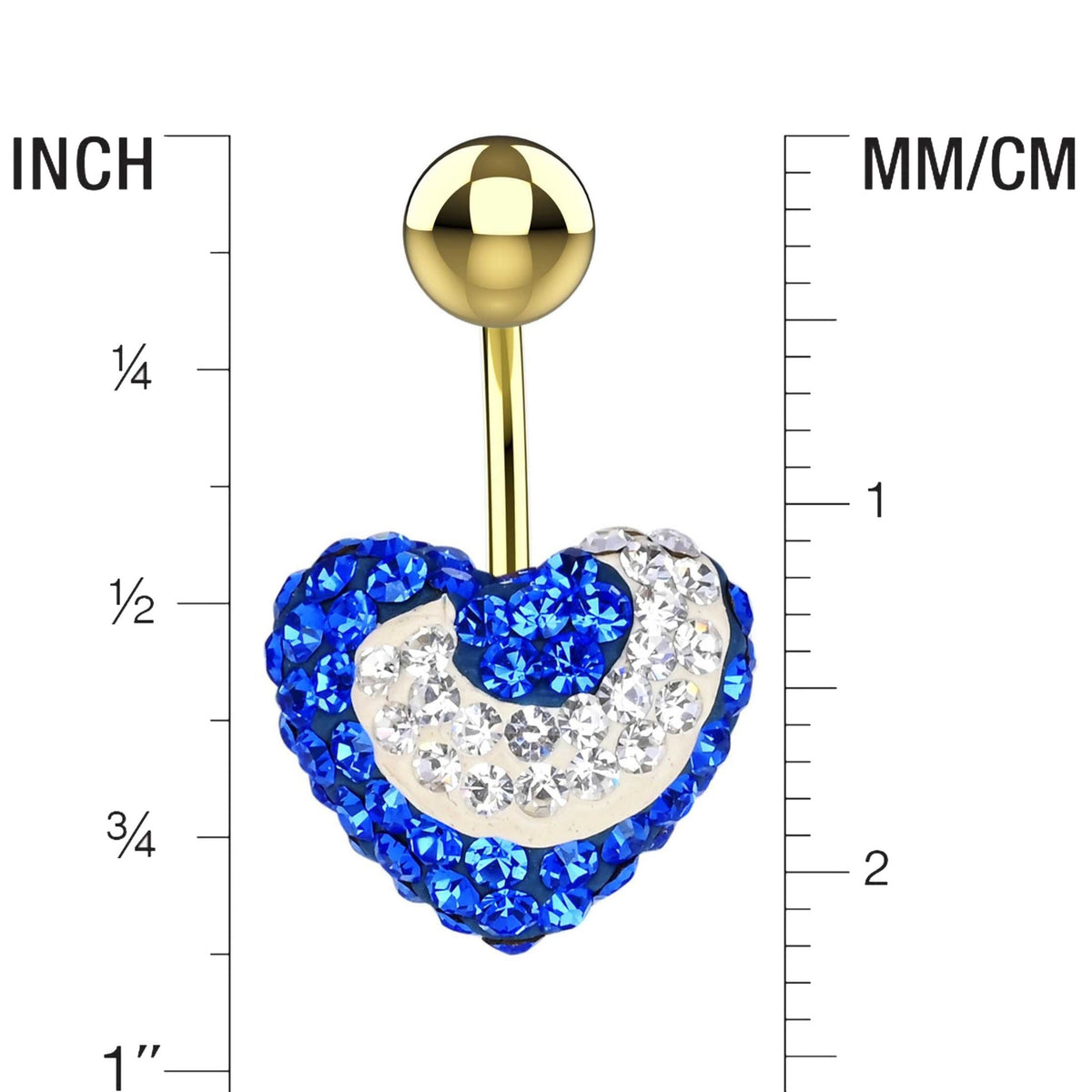 Blue CZ Stones Crystal Heart Navel Piercing Rings - IndoLibas