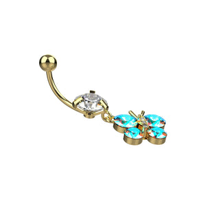 butterfly belly ring piercing - rainbow colored belly button jewellery - IndoLibas