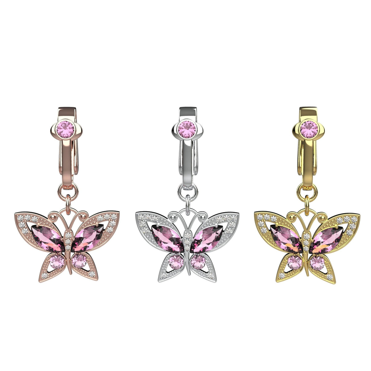 Butterfly Clip On Belly Ring - Fake Belly Button Piercing - IndoLibas