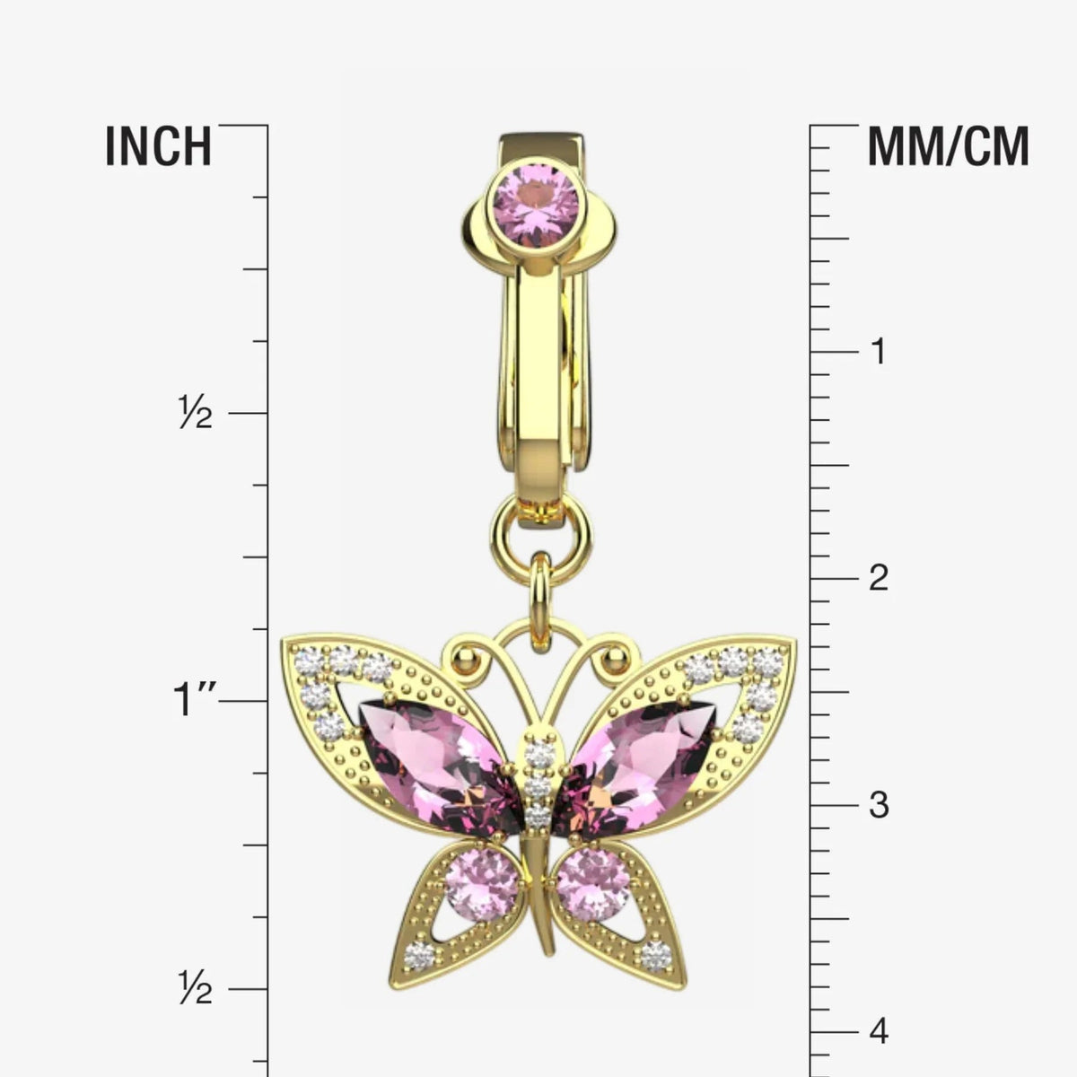 Butterfly Clip On Belly Ring - Fake Belly Button Piercing - IndoLibas