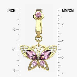 Butterfly Clip On Belly Ring - Fake Belly Button Piercing - IndoLibas
