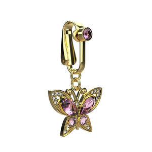 Butterfly Clip On Belly Ring - Fake Belly Button Piercing - IndoLibas