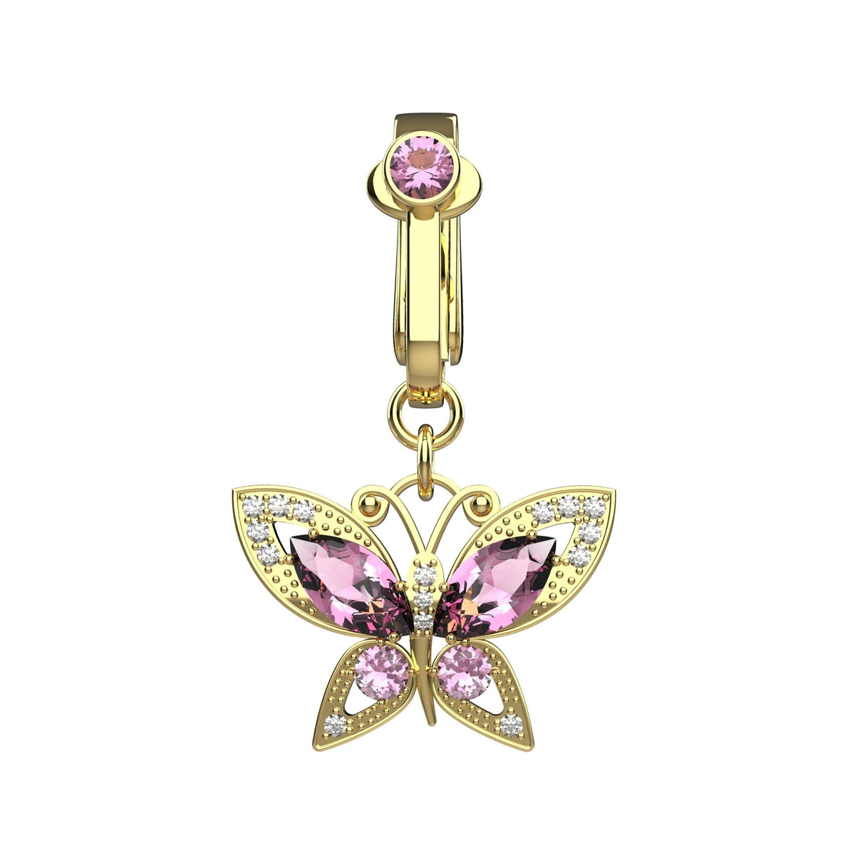 Butterfly Clip On Belly Ring - Fake Belly Button Piercing - IndoLibas