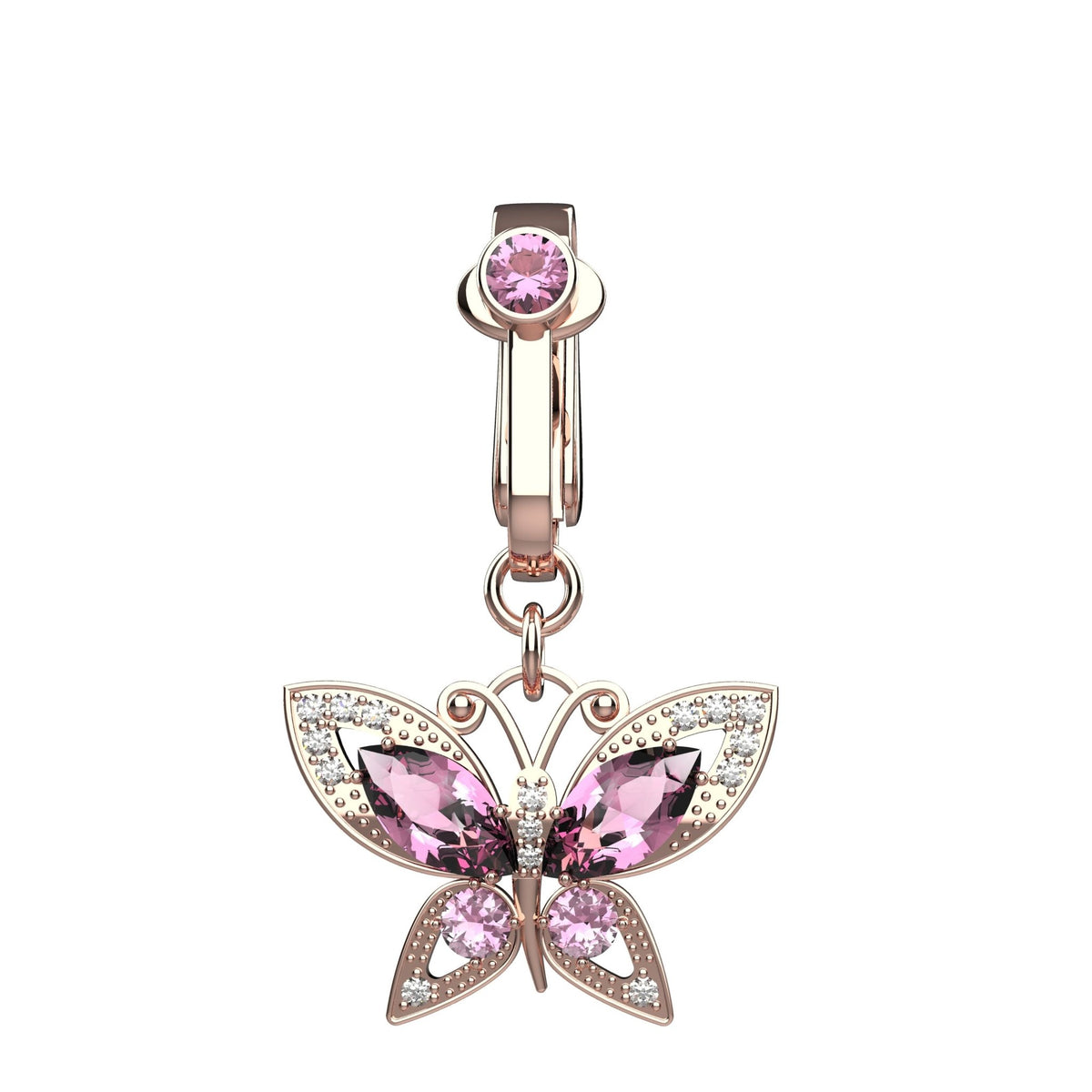 Butterfly Clip On Belly Ring - Fake Belly Button Piercing - IndoLibas