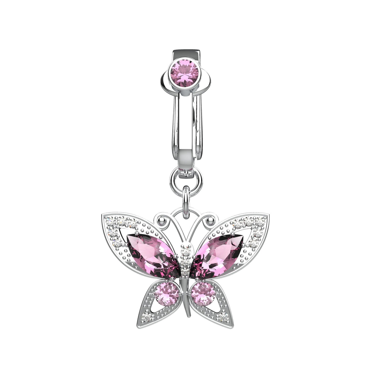 Butterfly Clip On Belly Ring - Fake Belly Button Piercing - IndoLibas