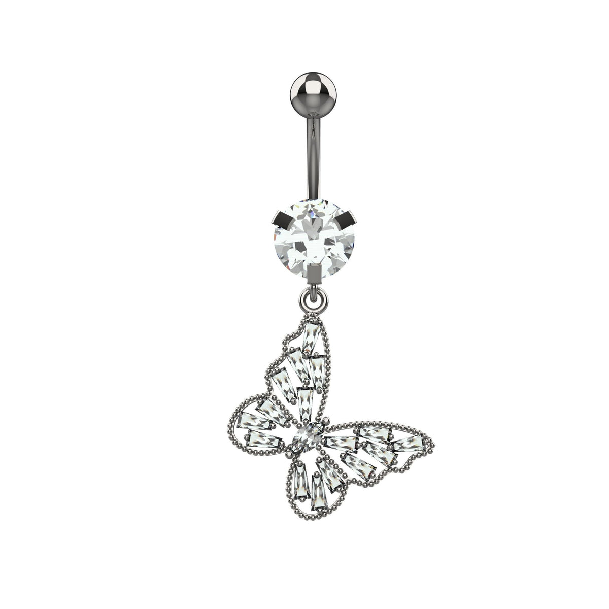 butterfly dangle belly button ring – stylish 14g navel jewellery for women - IndoLibas