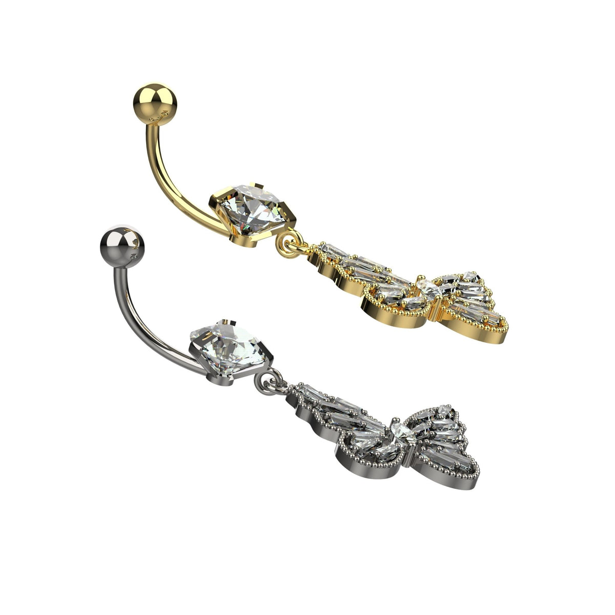 butterfly dangle belly button ring – stylish 14g navel jewellery for women - IndoLibas