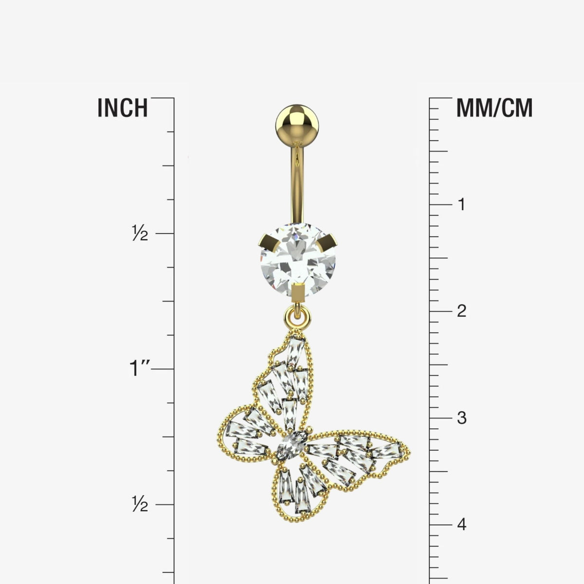 butterfly dangle belly button ring – stylish 14g navel jewellery for women - IndoLibas