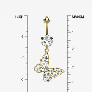 butterfly dangle belly button ring – stylish 14g navel jewellery for women - IndoLibas