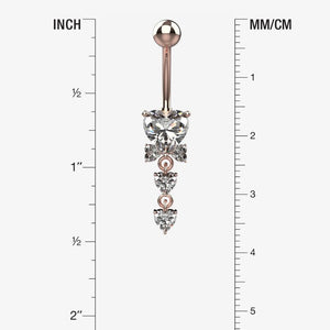 Rose Gold Heart Belly Button Ring Piercing - Size Guide
