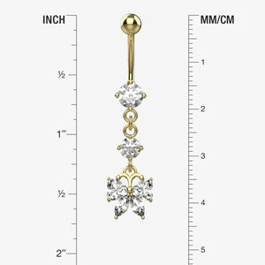 Dangling Navel Ring with Crystals - Size Guide